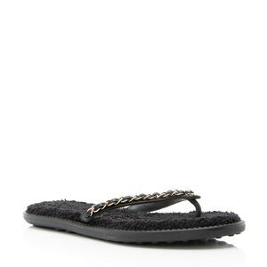 Chanel Lambskin Terrycloth Chain CC Thong Sandals - Size 6 / 36